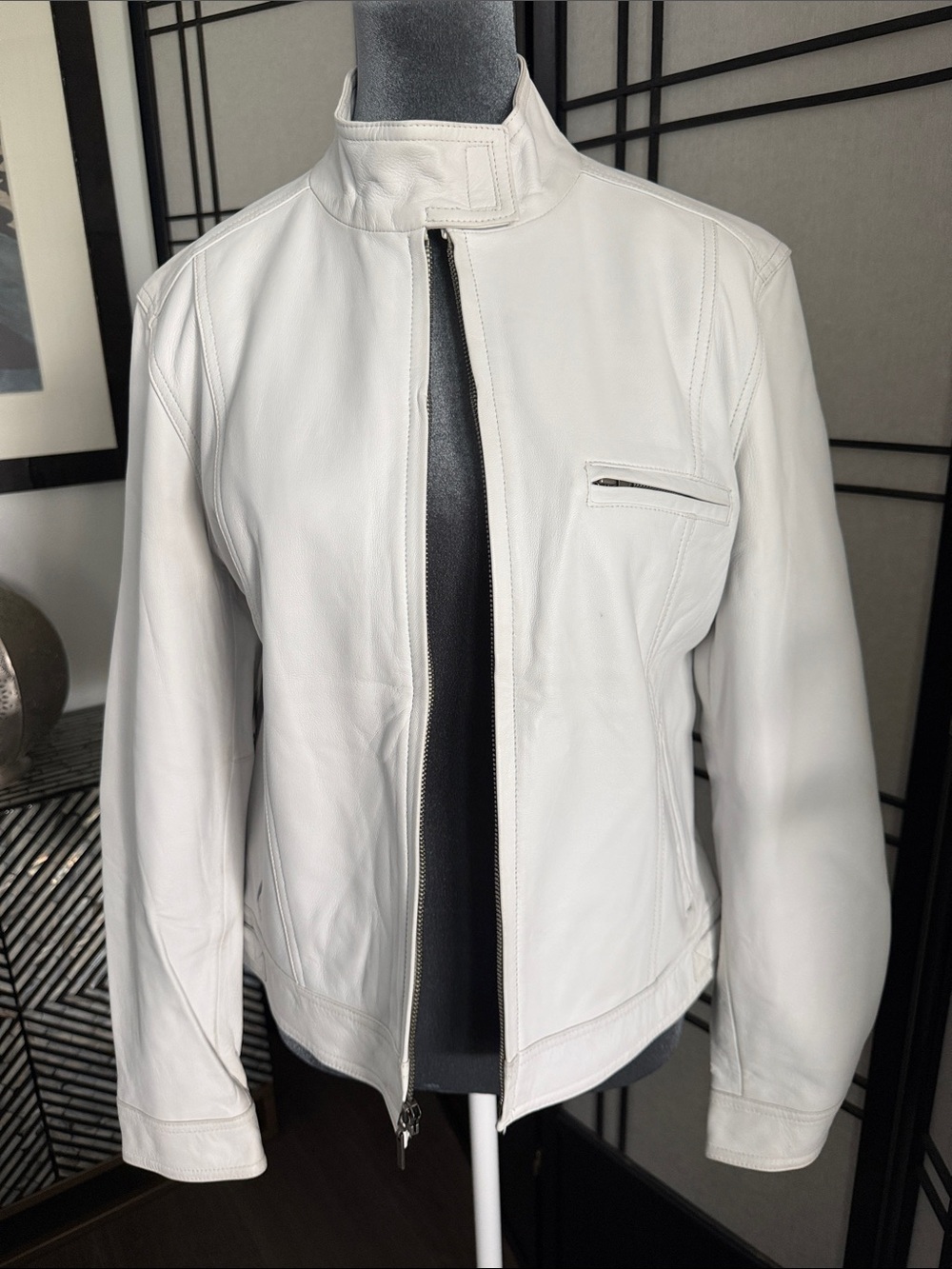 Express White Leather Biker Jacket